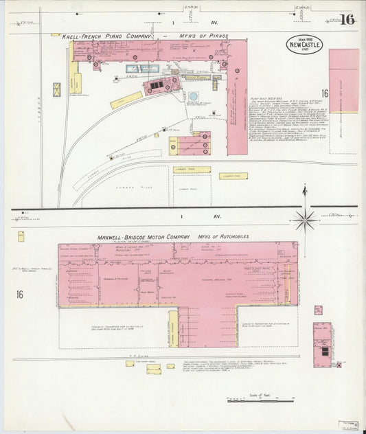 Sanborn Fire Insurance Map from New Castle, Henry County, Indiana (1908), Sheet #0016 - Historic Sanborn Fire Insurance Map Print, vintage old map wall art, antique decor, genealogy gift, Indiana Indiana map