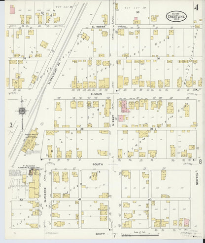 Sanborn Fire Insurance Map from Crestline, Crawford County, Ohio (1910), Sheet #0004 - Historic Sanborn Fire Insurance Map Print, vintage old map wall art, antique decor, genealogy gift, Ohio Ohio map