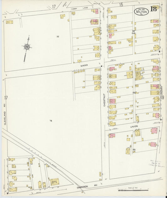 Sanborn Fire Insurance Map from Milton, Northumberland County, Pennsylvania (1913), Sheet #0018 - Historic Sanborn Fire Insurance Map Print, vintage old map wall art, antique decor, genealogy gift, Pennsylvania Pennsylvania map