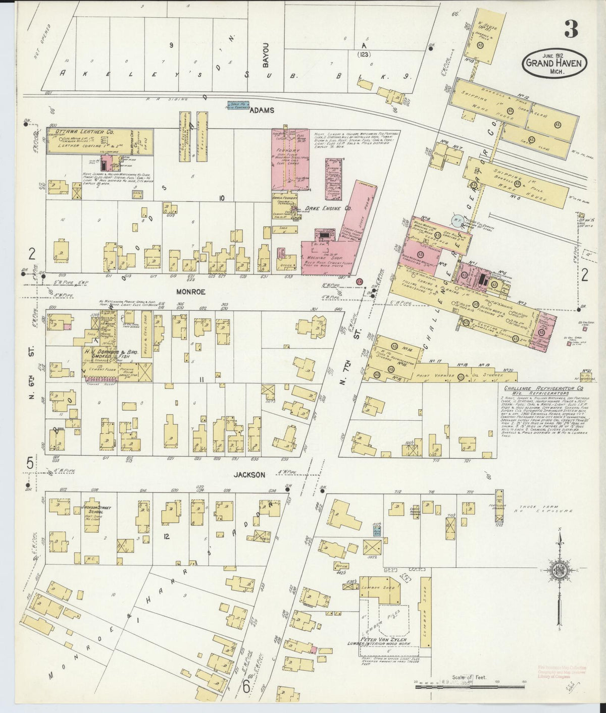 Sanborn Fire Insurance Map from Grand Haven, Ottawa County, Michigan (1912), Sheet #0003 - Complete Map Set gallery image, historic Sanborn map, vintage wall art, Michigan Michigan