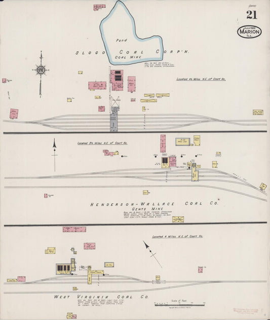 Sanborn Fire Insurance Map from Marion, Williamson County, Illinois (1922), Sheet #0021 - Historic Sanborn Fire Insurance Map Print, vintage old map wall art, antique decor, genealogy gift, Illinois Illinois map