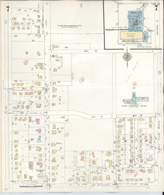 Sanborn Fire Insurance Map from Plano, Collin County, Texas (1961), Sheet #0007 - Historic Sanborn Fire Insurance Map Print, vintage old map wall art, antique decor, genealogy gift, Texas Texas map