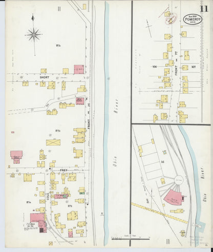 Sanborn Fire Insurance Map from Pomeroy, Meigs County, Ohio (1899), Sheet #0011 - Complete Map Set gallery image, historic Sanborn map, vintage wall art, Ohio Ohio