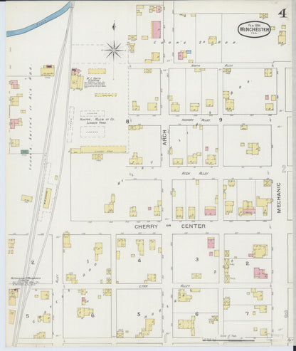 Sanborn Fire Insurance Map from Winchester, Scott County, Illinois (1894), Sheet #0004 - Historic Sanborn Fire Insurance Map Print, vintage old map wall art, antique decor, genealogy gift, Illinois Illinois map