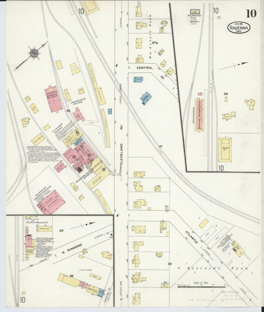 Sanborn Fire Insurance Map from Ravenna, Portage County, Ohio (1911), Sheet #0010 - Historic Sanborn Fire Insurance Map Print, vintage old map wall art, antique decor, genealogy gift, Ohio Ohio map
