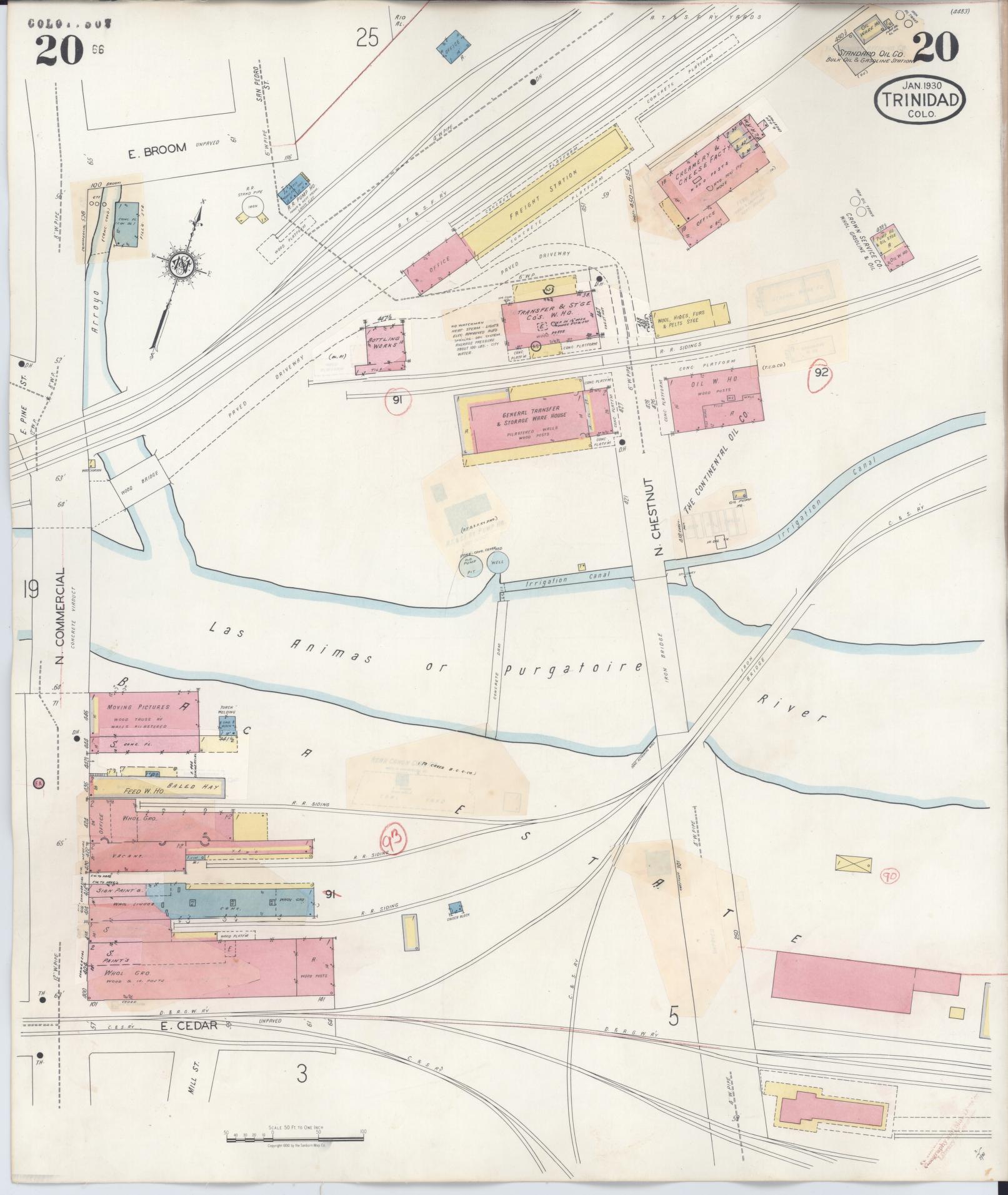 Sanborn Fire Insurance Map from Trinidad, Las Animas County, Colorado (1948), Sheet #0020 - Complete Map Set gallery image, historic Sanborn map, vintage wall art, Colorado Colorado