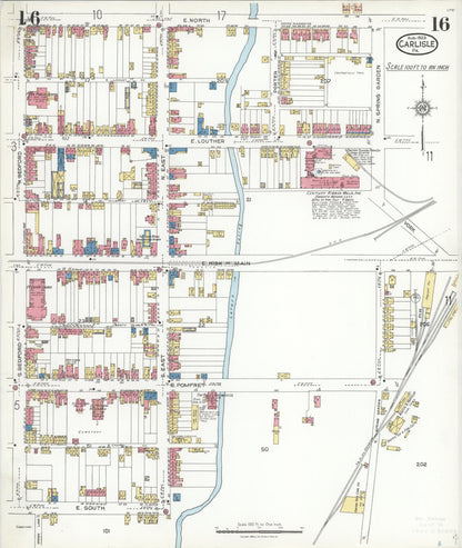 Sanborn Fire Insurance Map from Carlisle, Cumberland County, Pennsylvania (1923), Sheet #0016 - Complete Map Set gallery image, historic Sanborn map, vintage wall art, Pennsylvania Pennsylvania