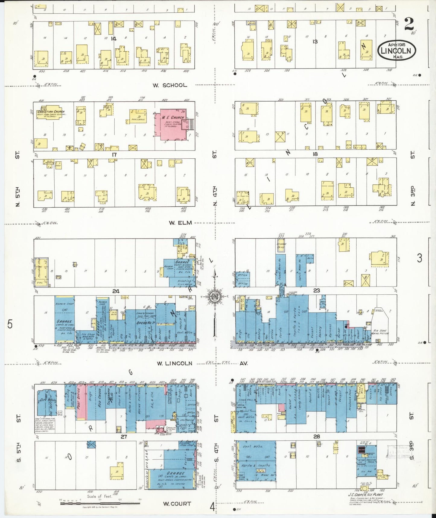 Sanborn Fire Insurance Map from Lincoln, Lincoln County, Kansas (1918), Sheet #0002 - Complete Map Set gallery image, historic Sanborn map, vintage wall art, Kansas Kansas