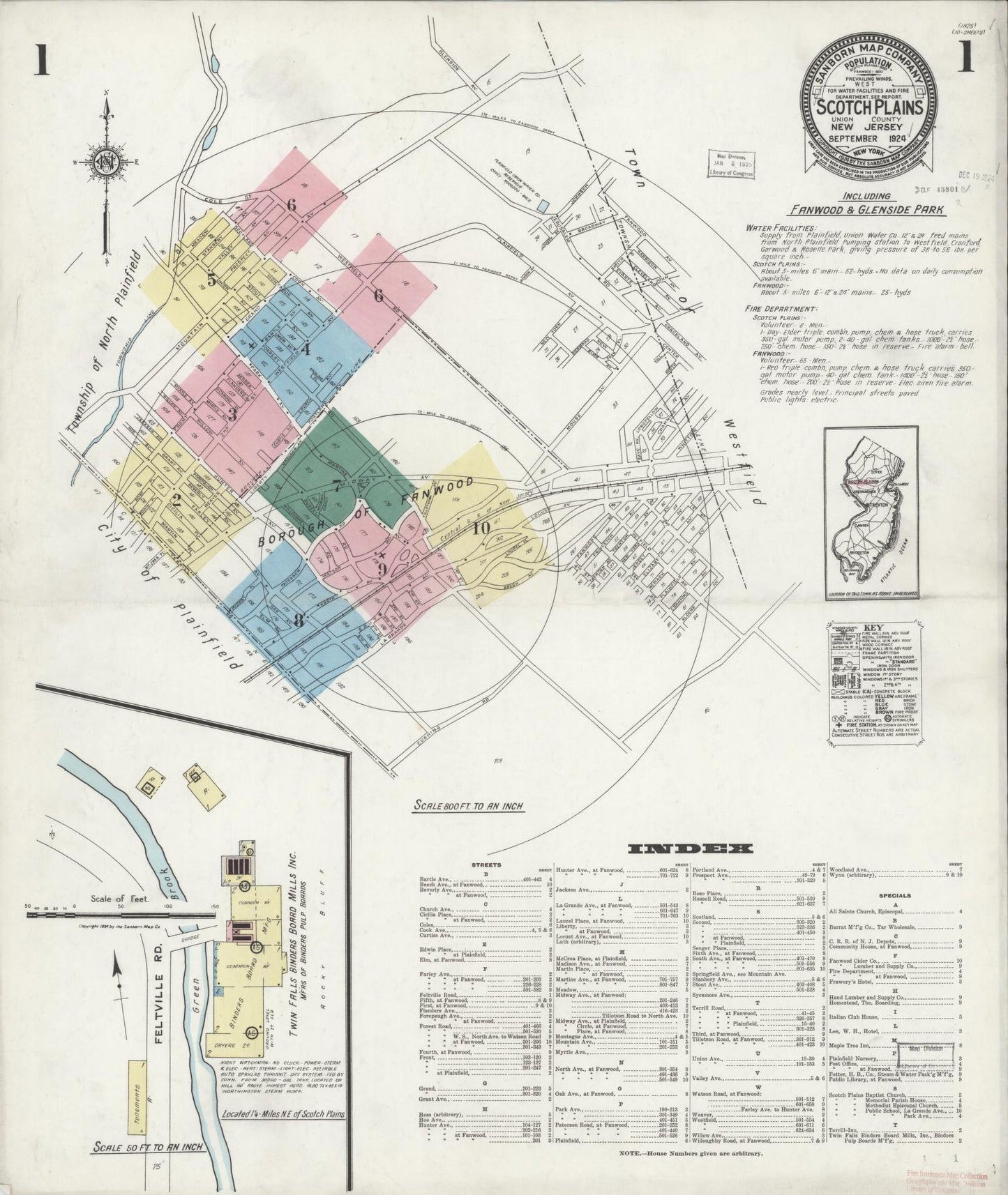 Sanborn Fire Insurance Map from Scotch Plains, Union County, New Jersey. (1924) – Historic Sanborn Fire Insurance Map Print