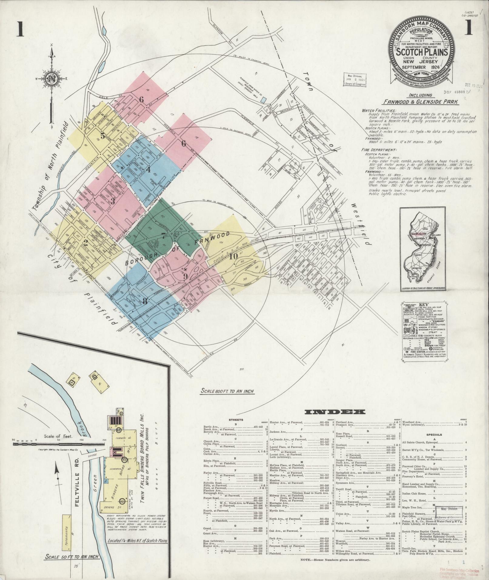 Sanborn Fire Insurance Map from Scotch Plains, Union County, New Jersey. (1924) – Historic Sanborn Fire Insurance Map Print
