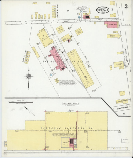 Sanborn Fire Insurance Map from Rosedale, Bolivar County, Mississippi (1918), Sheet #0003 - Historic Sanborn Fire Insurance Map Print, vintage old map wall art, antique decor, genealogy gift, Mississippi Mississippi map