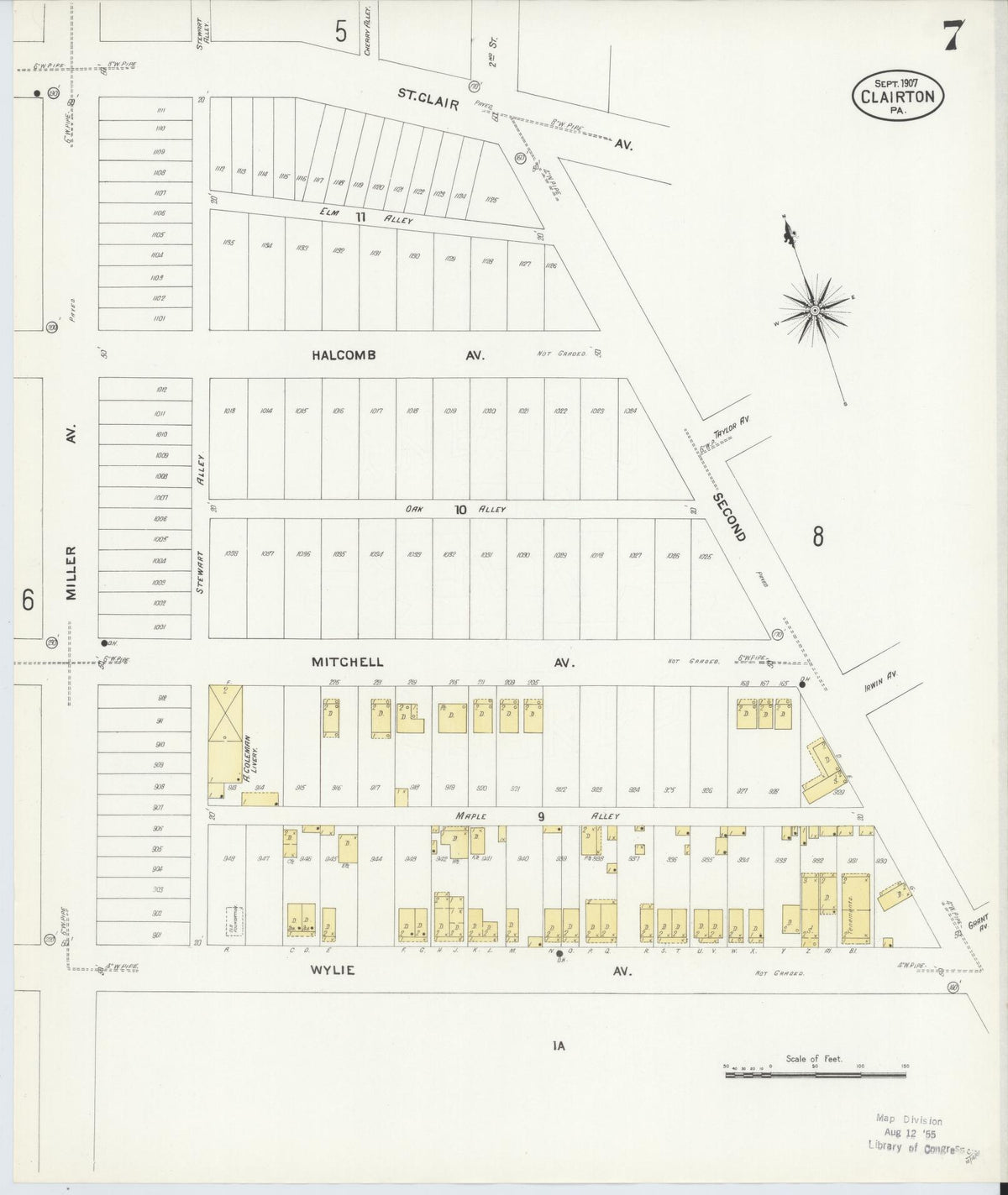Sanborn Fire Insurance Map from Clairton, Allegheny County, Pennsylvania (1907), Sheet #0007 - Complete Map Set gallery image, historic Sanborn map, vintage wall art, Pennsylvania Pennsylvania