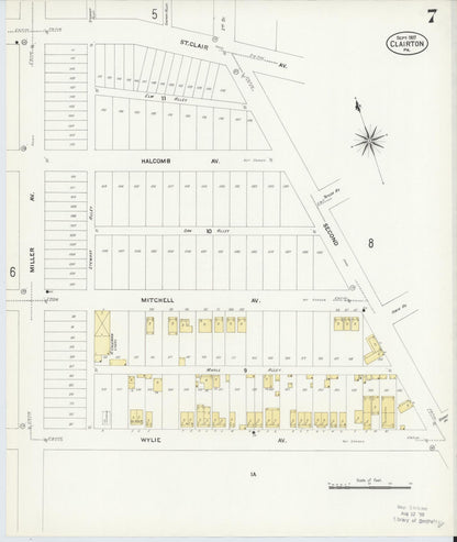 Sanborn Fire Insurance Map from Clairton, Allegheny County, Pennsylvania (1907), Sheet #0007 - Complete Map Set gallery image, historic Sanborn map, vintage wall art, Pennsylvania Pennsylvania