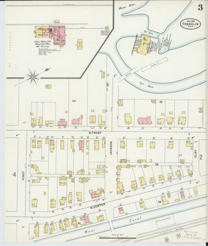 Sanborn Fire Insurance Map from Franklin, Warren County, Ohio (1898), Sheet #0003 - Historic Sanborn Fire Insurance Map Print, vintage old map wall art, antique decor, genealogy gift, Ohio Ohio map
