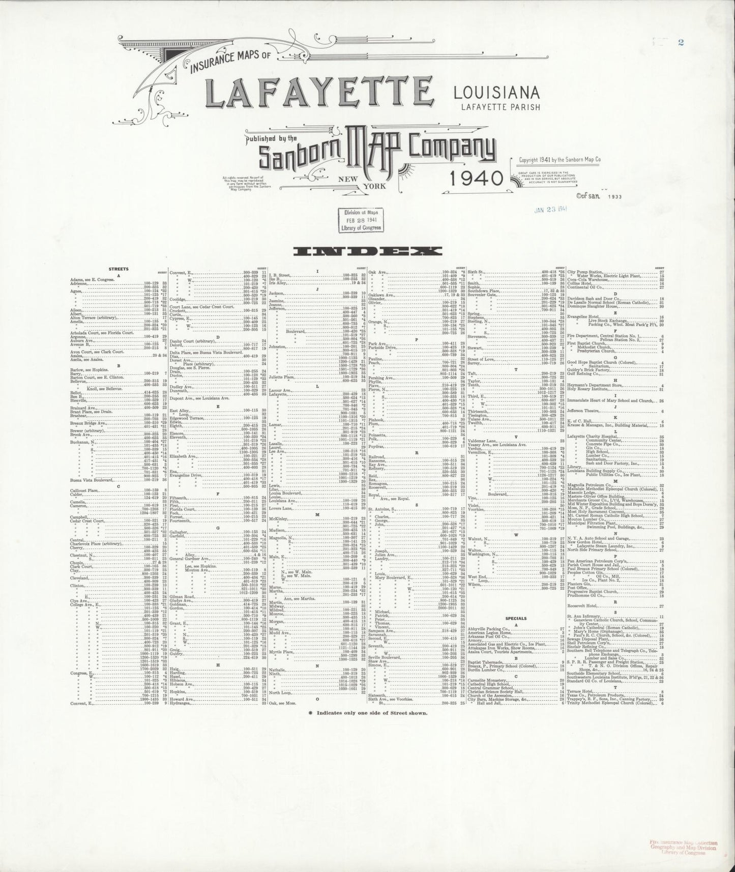 Sanborn Fire Insurance Map from Lafayette, Lafayette Parish, Louisiana. (1940) – Historic Sanborn Fire Insurance Map Print