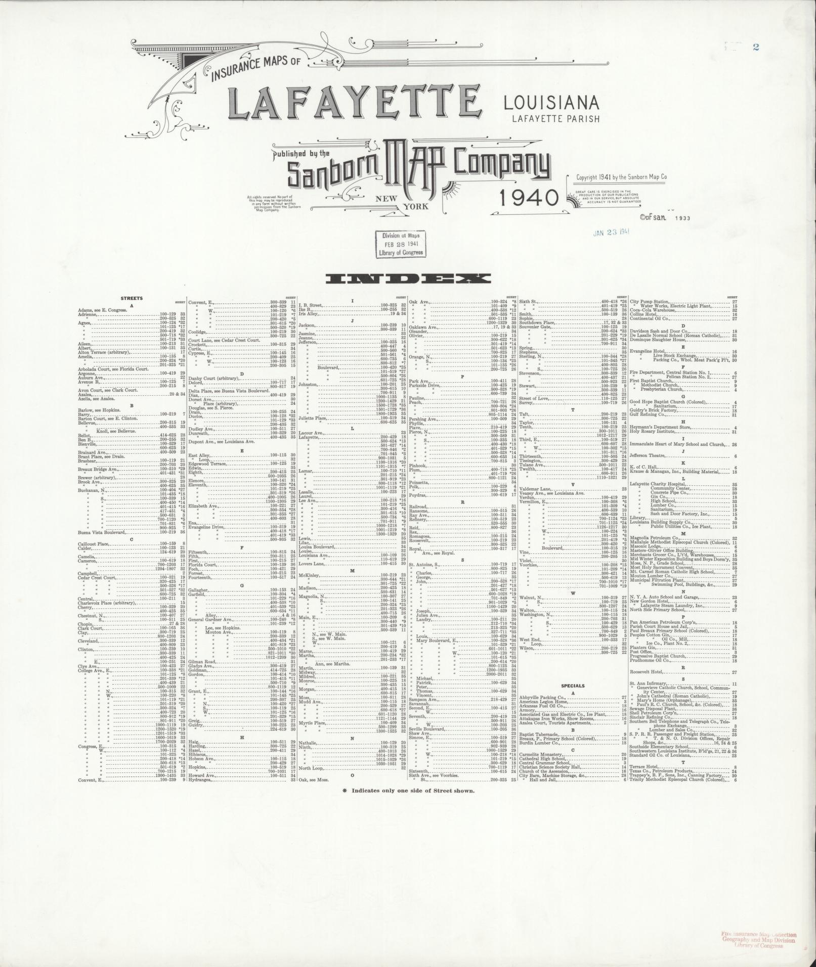 Sanborn Fire Insurance Map from Lafayette, Lafayette Parish, Louisiana. (1940) – Historic Sanborn Fire Insurance Map Print