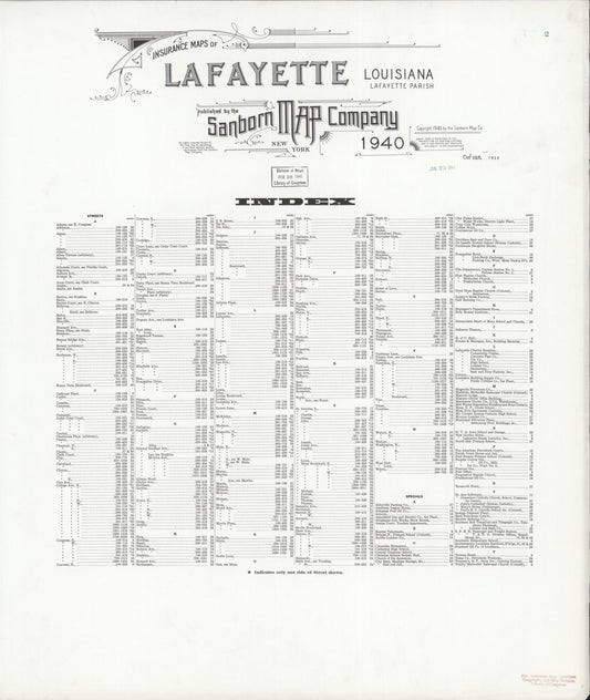 Sanborn Fire Insurance Map from Lafayette, Lafayette Parish, Louisiana. (1940) – Historic Sanborn Fire Insurance Map Print