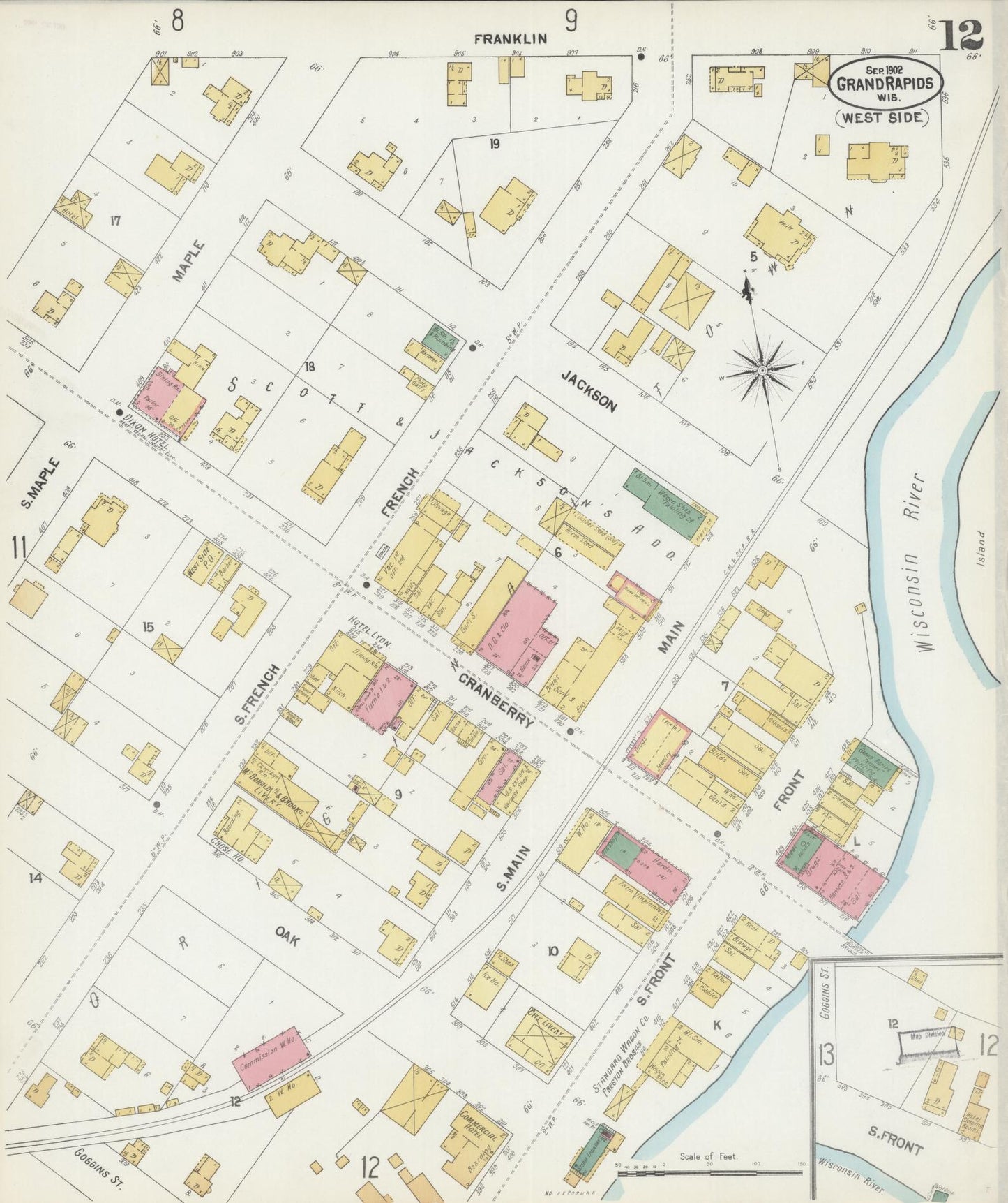 Sanborn Fire Insurance Map from Grand Rapids, Wood County, Wisconsin (1902), Sheet #0012 - Complete Map Set gallery image, historic Sanborn map, vintage wall art, Wisconsin Wisconsin