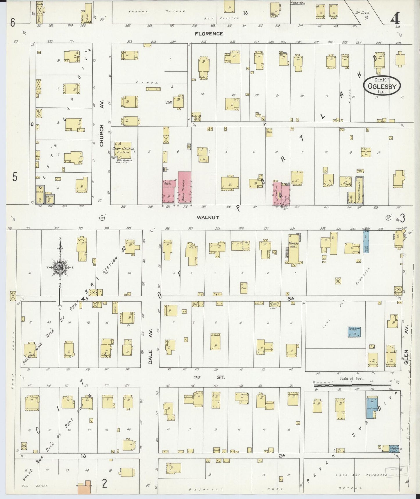 Sanborn Fire Insurance Map from Oglesby, La Salle County, Illinois (1911), Sheet #0004 - Complete Map Set gallery image, historic Sanborn map, vintage wall art, Illinois Illinois