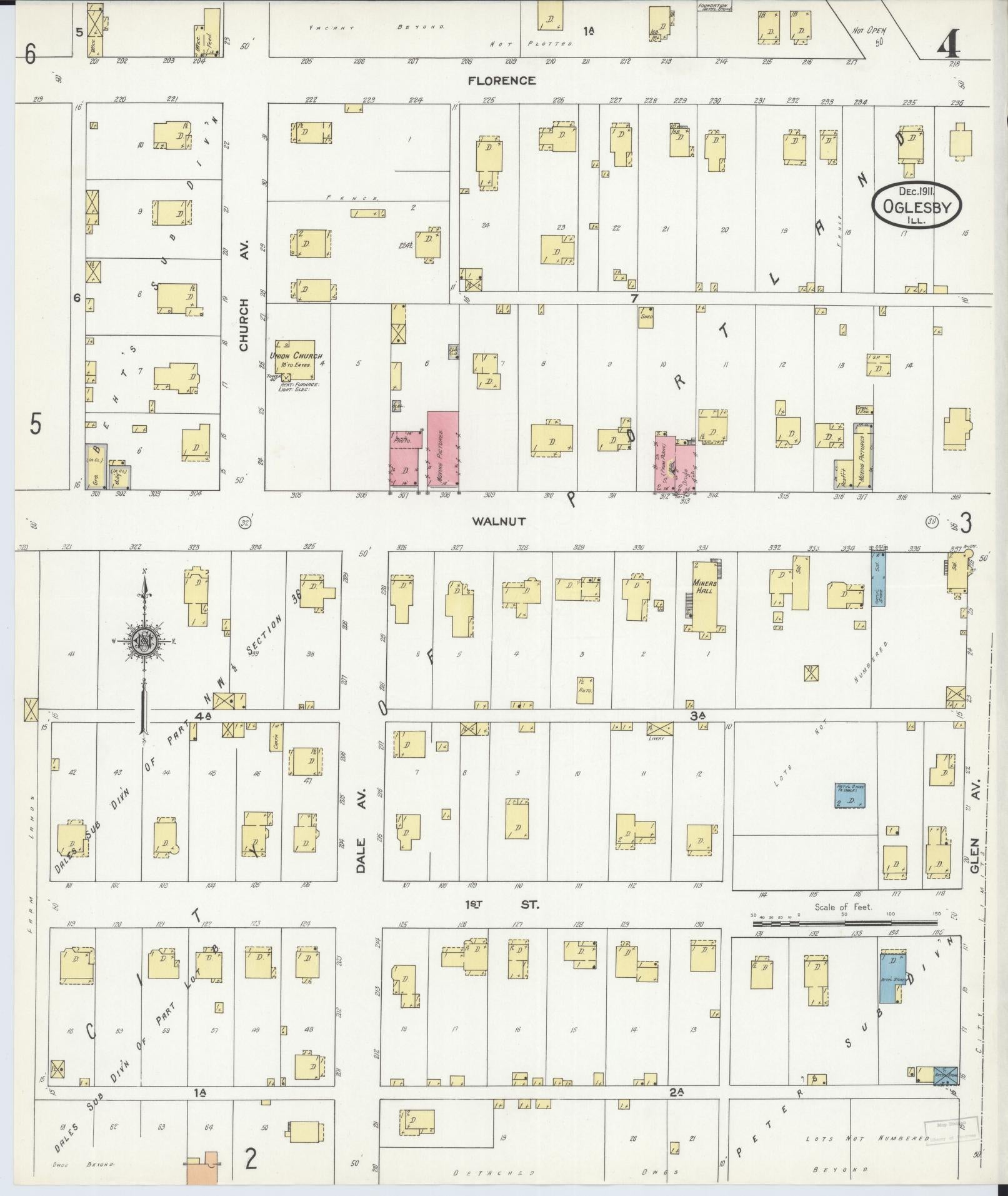 Sanborn Fire Insurance Map from Oglesby, La Salle County, Illinois (1911), Sheet #0004 - Complete Map Set gallery image, historic Sanborn map, vintage wall art, Illinois Illinois