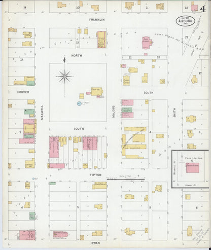 Sanborn Fire Insurance Map from Auburn, Nemaha County, Nebraska (1899), Sheet #0004 - Complete Map Set gallery image, historic Sanborn map, vintage wall art, Nebraska Nebraska