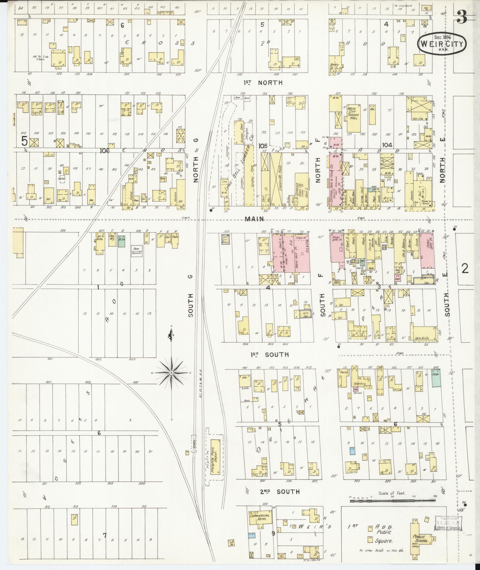 Sanborn Fire Insurance Map from Weir, Cherokee County, Kansas (1896), Sheet #0003 - Complete Map Set gallery image, historic Sanborn map, vintage wall art, Kansas Kansas