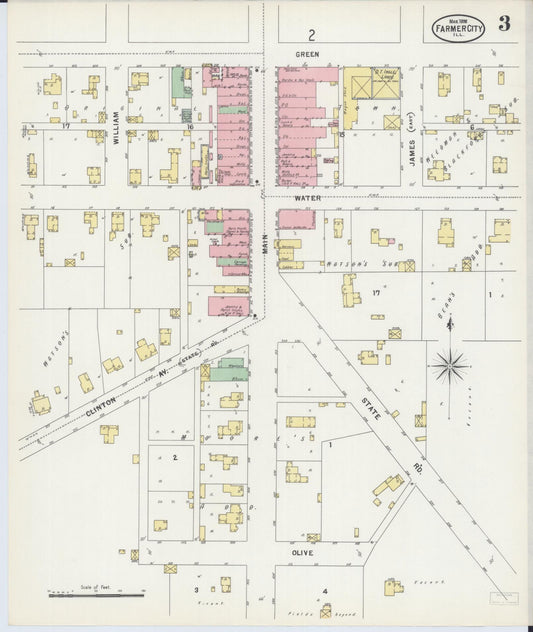Sanborn Fire Insurance Map from Farmer City, De Witt County, Illinois (1898), Sheet #0003 - Historic Sanborn Fire Insurance Map Print, vintage old map wall art, antique decor, genealogy gift, Illinois Illinois map