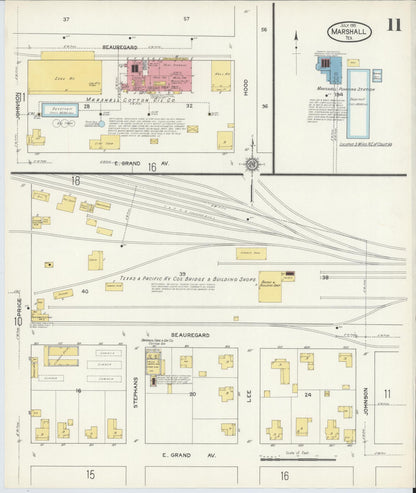 Sanborn Fire Insurance Map from Marshall, Harrison County, Texas (1915), Sheet #0011 - Complete Map Set gallery image, historic Sanborn map, vintage wall art, Texas Texas