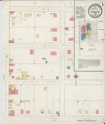 Sanborn Fire Insurance Map from Bountiful, Davis County, Utah (1917), Sheet #0001 - Complete Map Set gallery image, historic Sanborn map, vintage wall art, Utah Utah