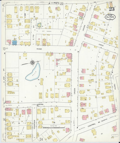 Sanborn Fire Insurance Map from Alton, Madison County, Illinois (1915), Sheet #0023 - Historic Sanborn Fire Insurance Map Print, vintage old map wall art, antique decor, genealogy gift, Illinois Illinois map