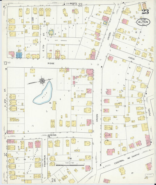 Sanborn Fire Insurance Map from Alton, Madison County, Illinois (1915), Sheet #0023 - Historic Sanborn Fire Insurance Map Print, vintage old map wall art, antique decor, genealogy gift, Illinois Illinois map