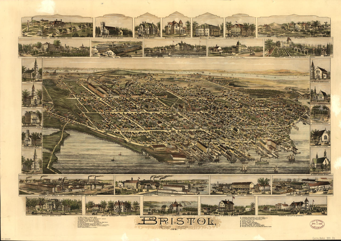 Bristol, Rhode Island (1891) – Historic Bird’s-Eye View Panorama Print