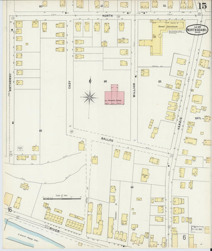 Sanborn Fire Insurance Map from North Adams, Berkshire County, Massachusetts (1897), Sheet #0015 - Complete Map Set gallery image, historic Sanborn map, vintage wall art, Massachusetts Massachusetts