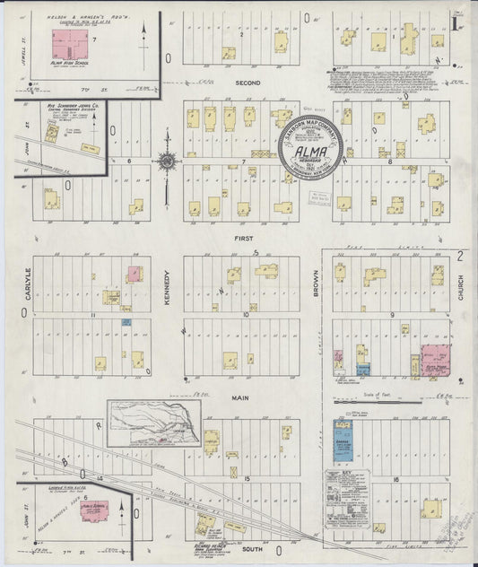 Sanborn Fire Insurance Map from Alma, Harlan County, Nebraska (1921), Sheet #0001 - Historic Sanborn Fire Insurance Map Print, vintage old map wall art, antique decor, genealogy gift, Nebraska Nebraska map