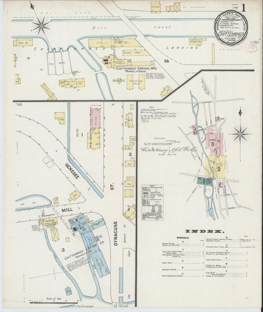 Sanborn Fire Insurance Map from Chittenango, Madison County, New York (1890), Sheet #0001 - Complete Map Set gallery image, historic Sanborn map, vintage wall art, New York New York