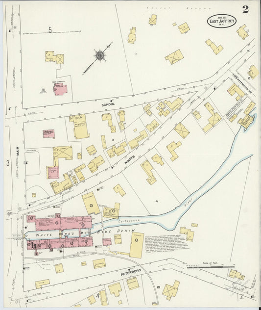 Sanborn Fire Insurance Map from East Jaffrey, Cheshire County, New Hampshire (1911), Sheet #0002 - Historic Sanborn Fire Insurance Map Print, vintage old map wall art, antique decor, genealogy gift, New Hampshire New Hampshire map
