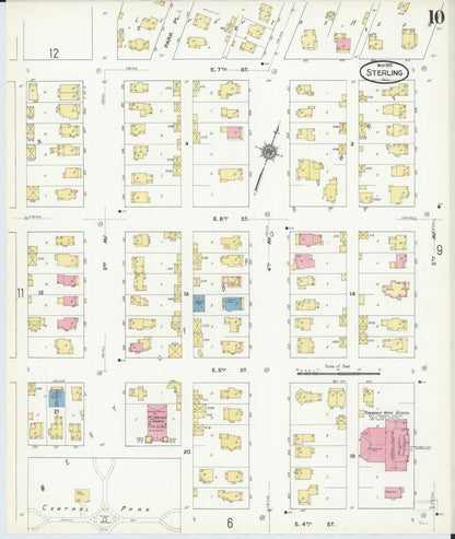 Sanborn Fire Insurance Map from Sterling, Whiteside County, Illinois (1910), Sheet #0010 - Complete Map Set gallery image, historic Sanborn map, vintage wall art, Illinois Illinois
