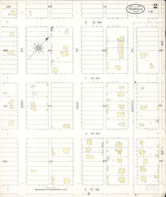 Sanborn Fire Insurance Map from Pocatello, Bannock County, Idaho (1900), Sheet #0002 - Historic Sanborn Fire Insurance Map Print, vintage old map wall art, antique decor, genealogy gift, Idaho Idaho map