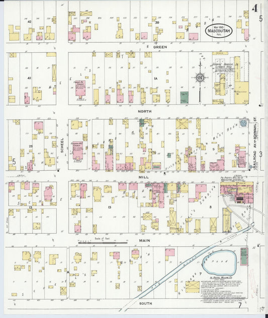 Sanborn Fire Insurance Map from Mascoutah, Saint Clair County, Illinois (1910), Sheet #0004 - Historic Sanborn Fire Insurance Map Print, vintage old map wall art, antique decor, genealogy gift, Illinois Illinois map