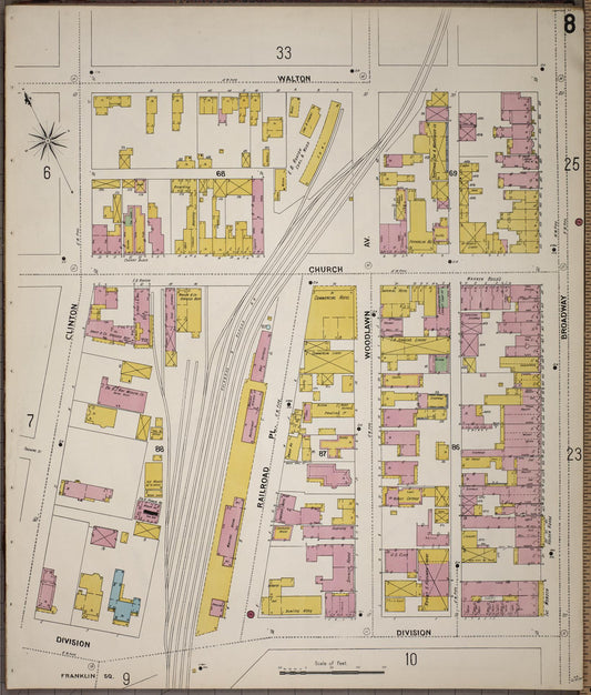 Sanborn Fire Insurance Map from Saratoga, Saratoga County, New York (1900), Sheet #0008 - Historic Sanborn Fire Insurance Map Print, vintage old map wall art, antique decor, genealogy gift, New York New York map