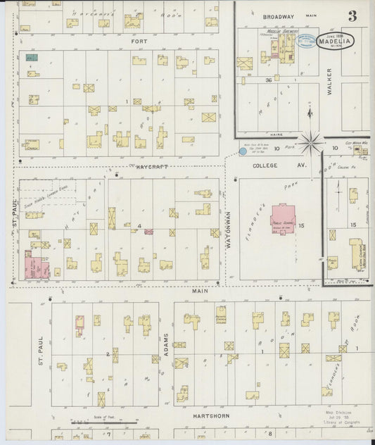 Sanborn Fire Insurance Map from Madelia, Watonwan County, Minnesota (1894), Sheet #0003 - Historic Sanborn Fire Insurance Map Print, vintage old map wall art, antique decor, genealogy gift, Minnesota Minnesota map