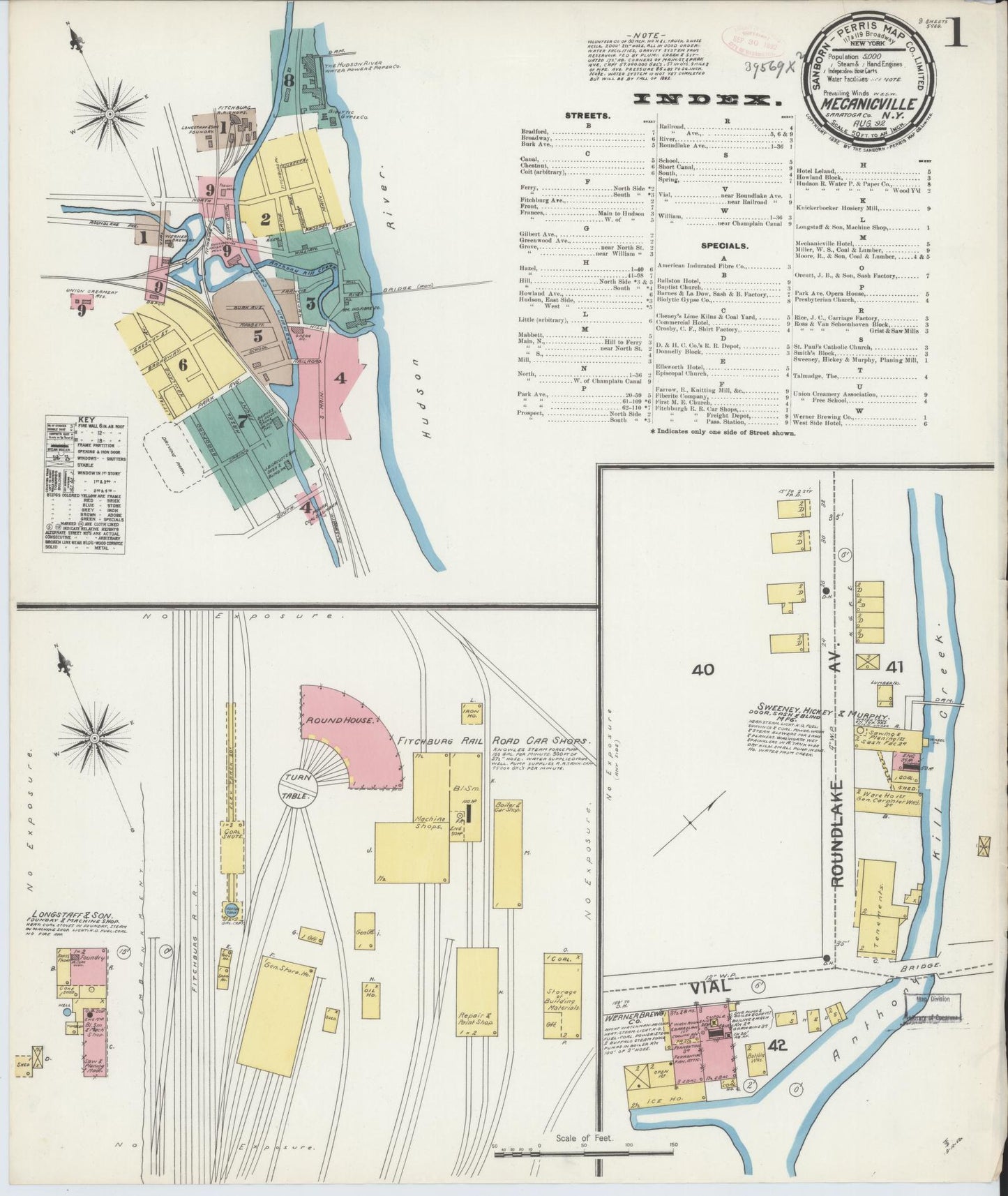 Sanborn Fire Insurance Map from Mechanicville, Saratoga County, New York. (1892) – Historic Sanborn Fire Insurance Map Print