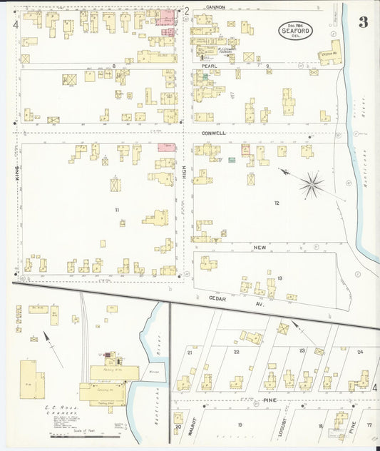 Sanborn Fire Insurance Map from Seaford, Sussex County, Delaware (1904), Sheet #0003 - Historic Sanborn Fire Insurance Map Print, vintage old map wall art, antique decor, genealogy gift, Delaware Delaware map