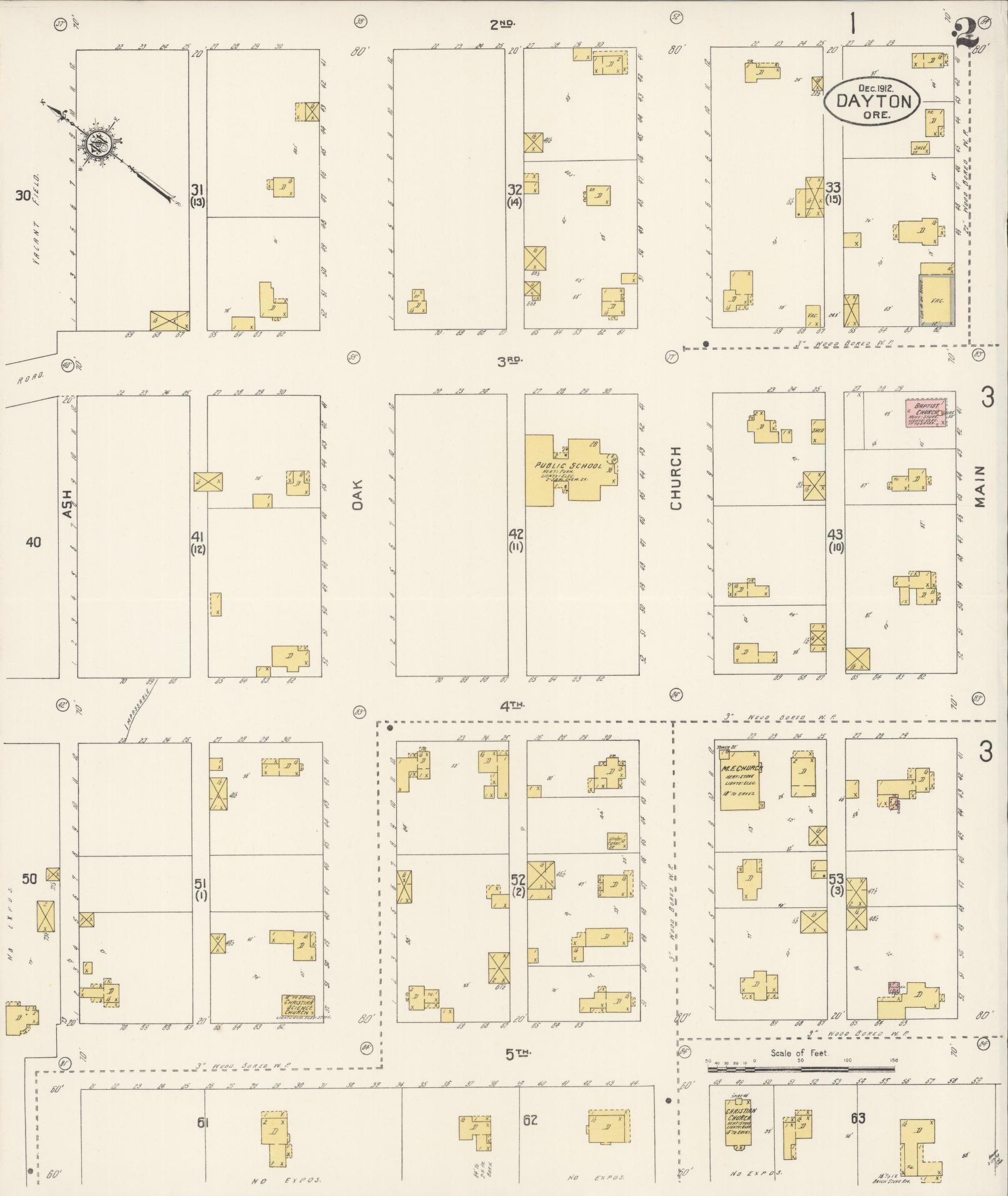 Sanborn Fire Insurance Map from Dayton, Yamhill County, Oregon (1912), Sheet #0002 - Historic Sanborn Fire Insurance Map Print, vintage old map wall art, antique decor, genealogy gift, Oregon Oregon map