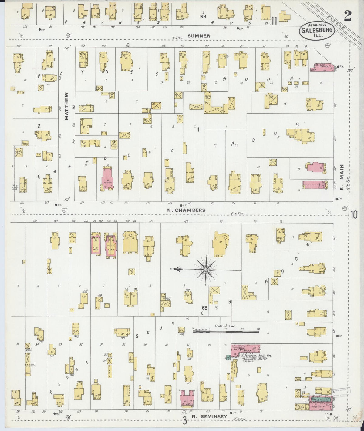 Sanborn Fire Insurance Map from Galesburg, Knox County, Illinois (1906), Sheet #0002 - Complete Map Set gallery image, historic Sanborn map, vintage wall art, Illinois Illinois