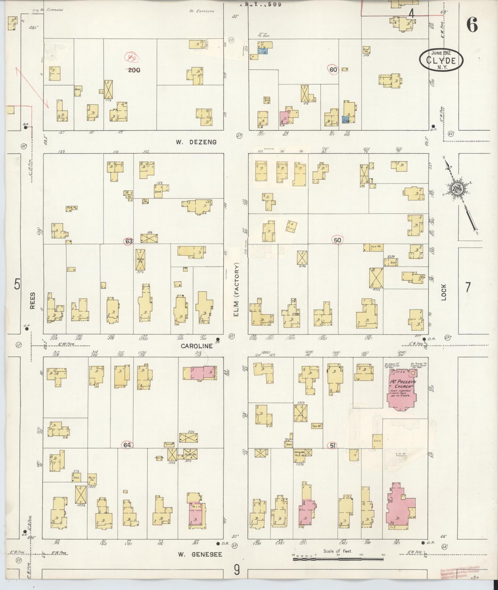 Sanborn Fire Insurance Map from Clyde, Wayne County, New York (1932), Sheet #0006 - Complete Map Set gallery image, historic Sanborn map, vintage wall art, New York New York