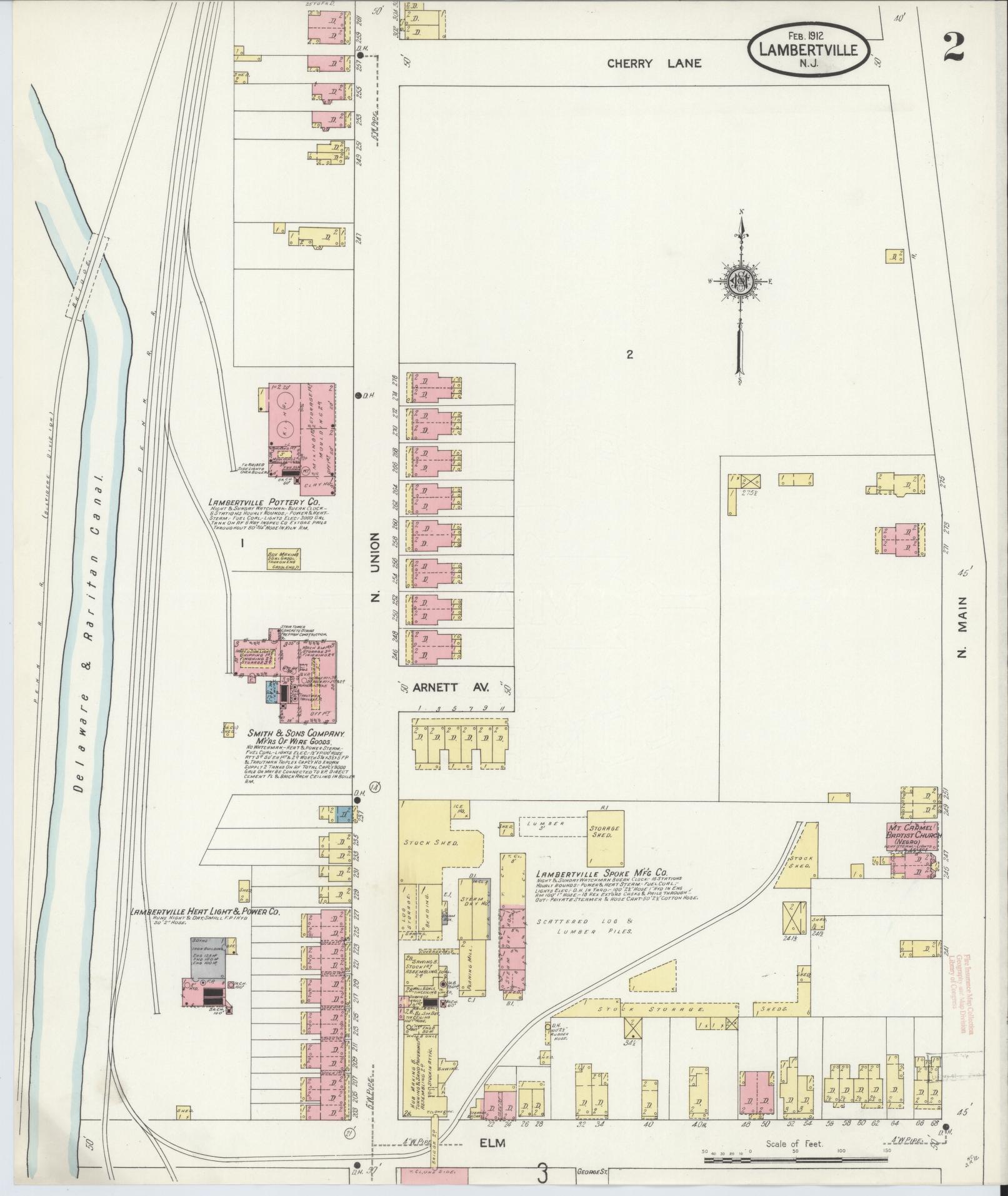 Sanborn Fire Insurance Map from Lambertville, Hunterdon County, New Jersey (1912), Sheet #0002 - Complete Map Set gallery image, historic Sanborn map, vintage wall art, New Jersey New Jersey