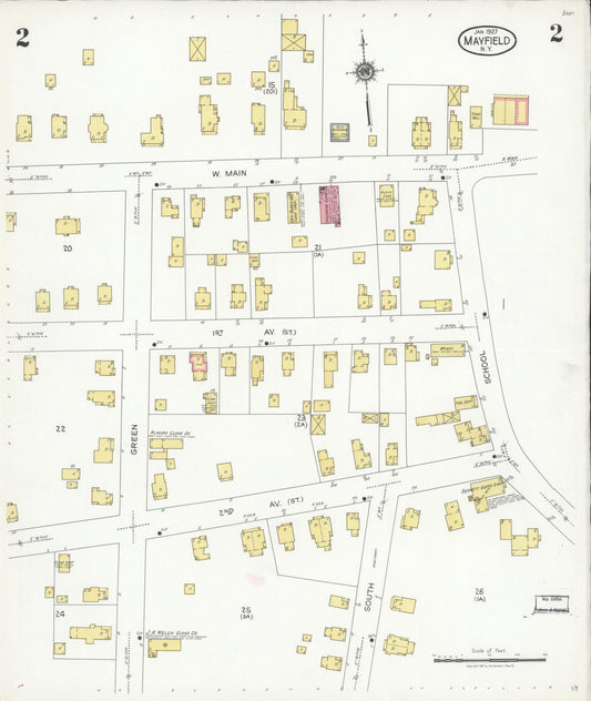 Sanborn Fire Insurance Map from Mayfield, Fulton County, New York (1927), Sheet #0002 - Historic Sanborn Fire Insurance Map Print, vintage old map wall art, antique decor, genealogy gift, New York New York map