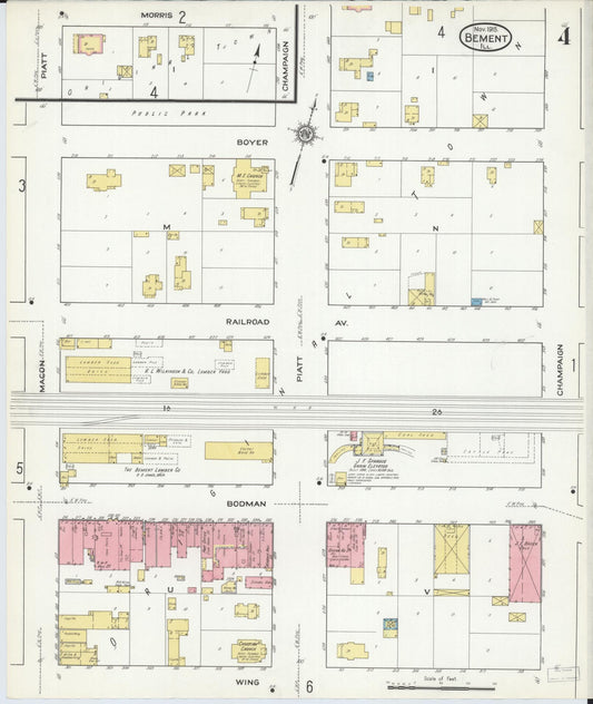 Sanborn Fire Insurance Map from Bement, Piatt County, Illinois (1915), Sheet #0004 - Historic Sanborn Fire Insurance Map Print, vintage old map wall art, antique decor, genealogy gift, Illinois Illinois map