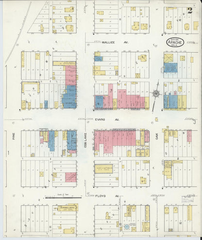 Sanborn Fire Insurance Map from Apache, Caddo County, Oklahoma (1916), Sheet #0002 - Complete Map Set gallery image, historic Sanborn map, vintage wall art, Oklahoma Oklahoma